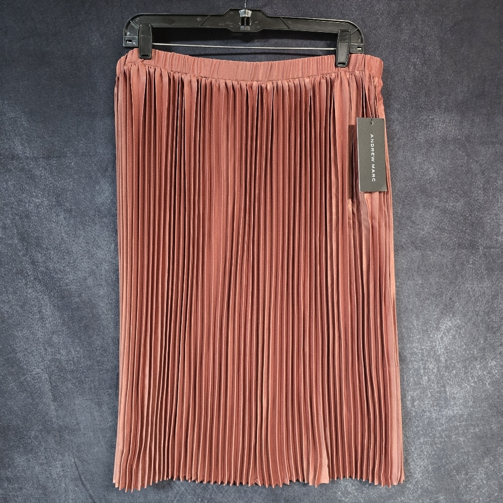 Andrew Marc Dusty Rose Pleated Midi Skirt